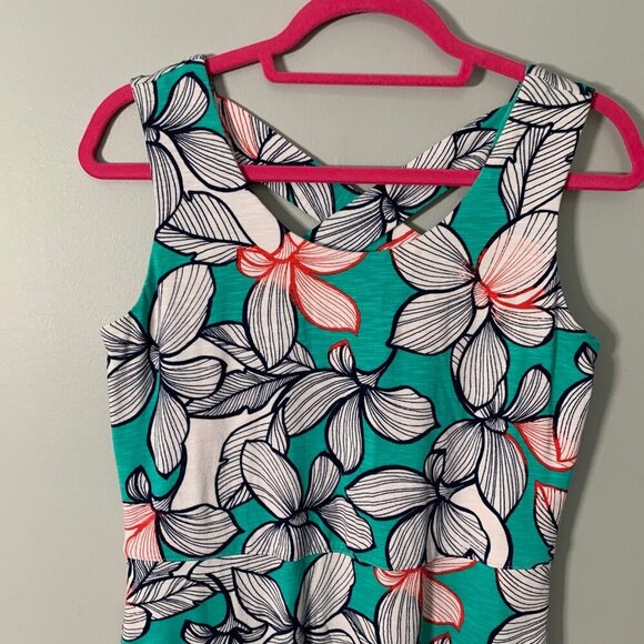 Talbots jersey knit stretchy cross back detail spring florals knee length dress - Picture 3 of 12